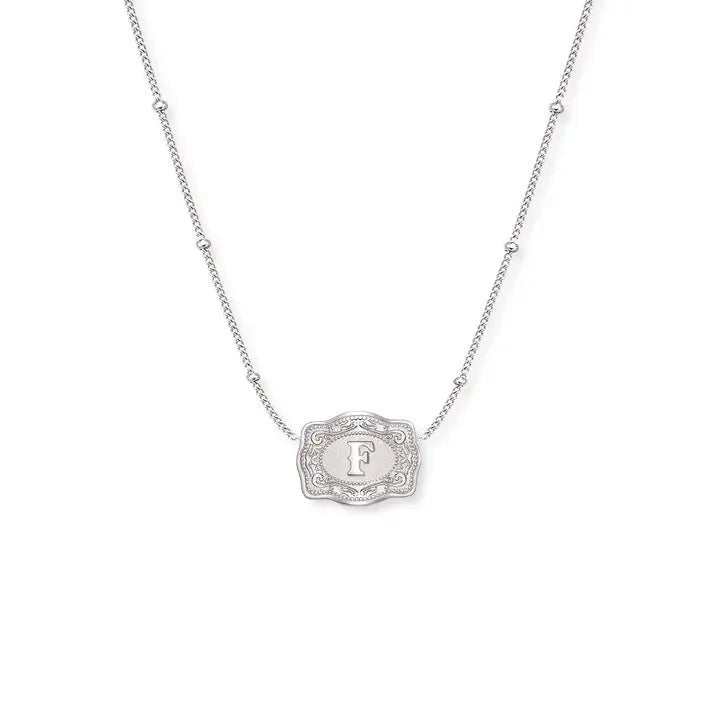 SpurWest Ultra Mini Belt Buckle Necklace (Initial) - Silver - High Call Outfitters