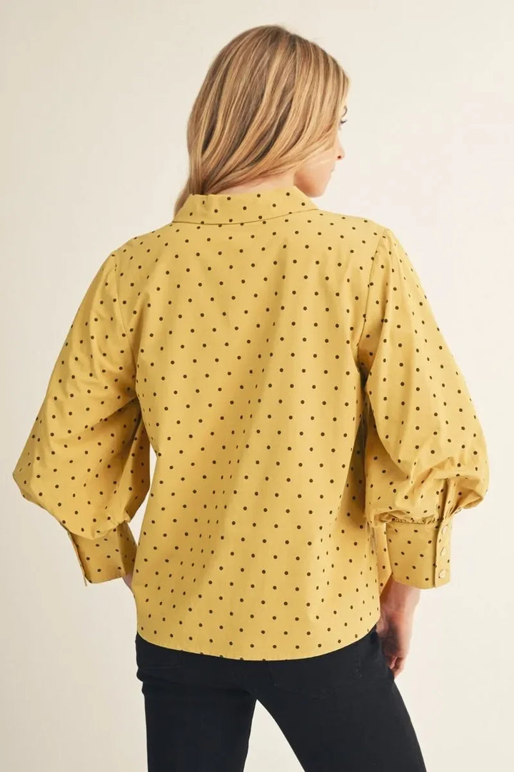 Polka Dot Balloon Sleeve Top