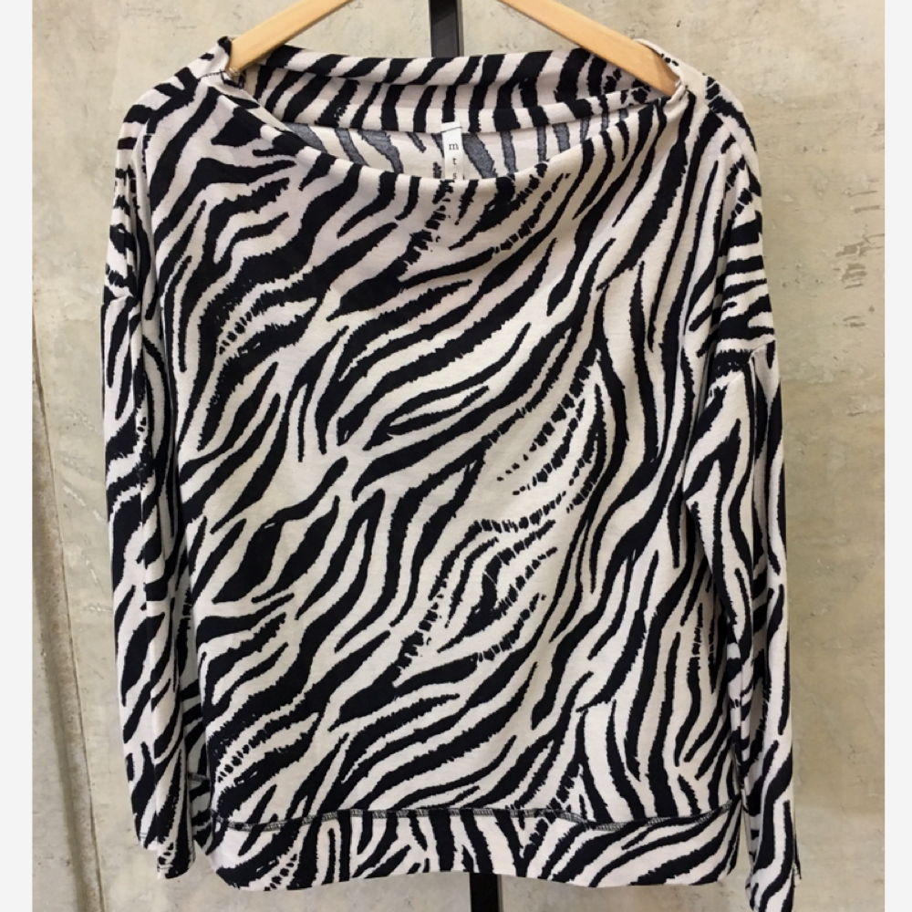 Zebra Print Off Shoulder Knit Top