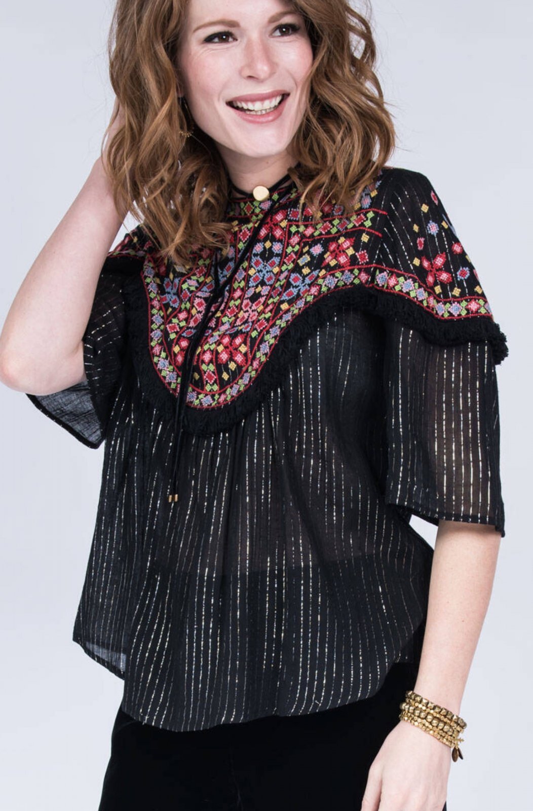 Ladies Flared Sleeve Top with Embroidery from Ivy Jane - High Call Outfitters