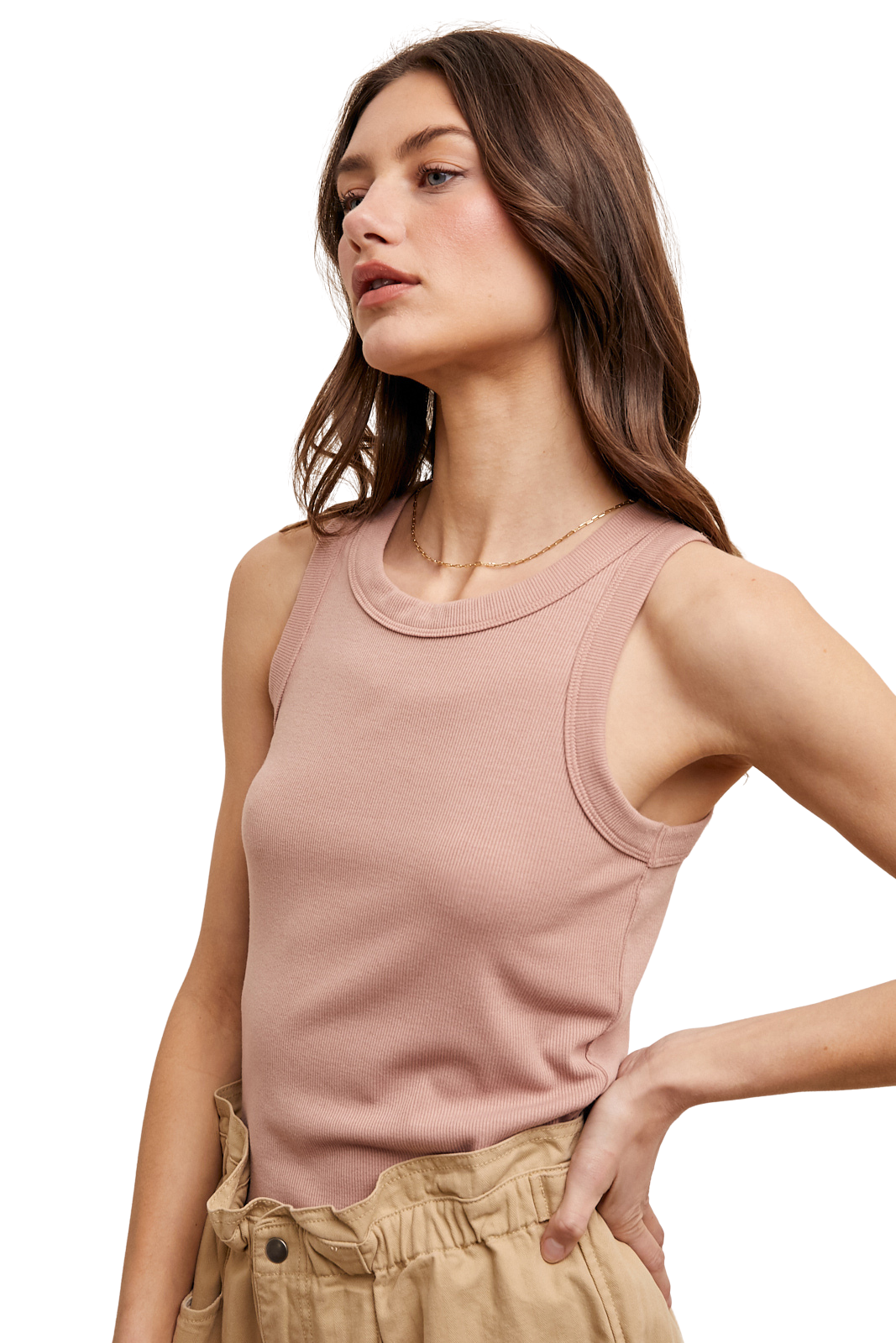 Crew Neck Ribbed Tank Top