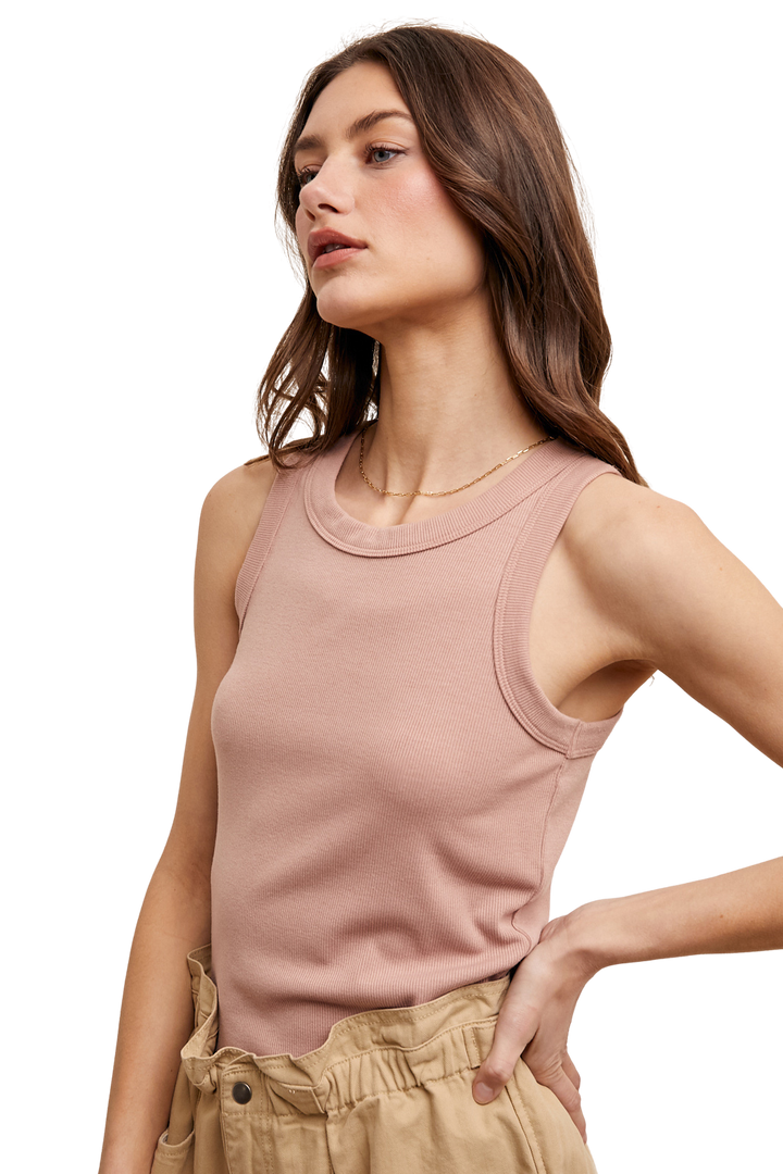 Crew Neck Ribbed Tank Top
