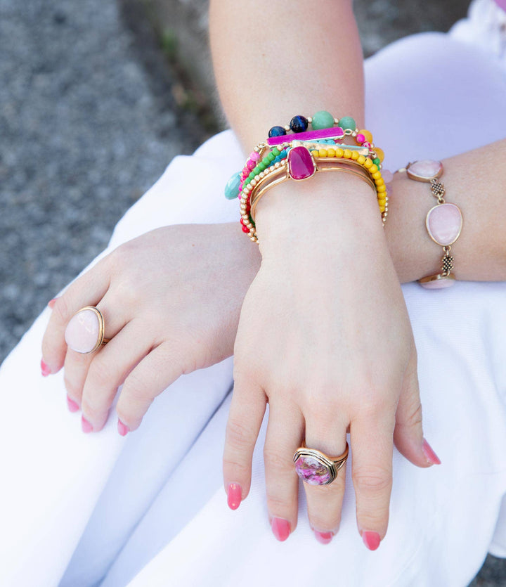 Serape Multi Stone Stretch Bracelet Set from Barse