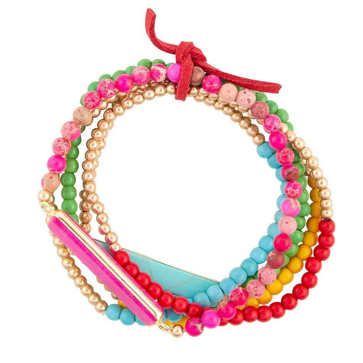 Serape Multi Stone Stretch Bracelet Set from Barse