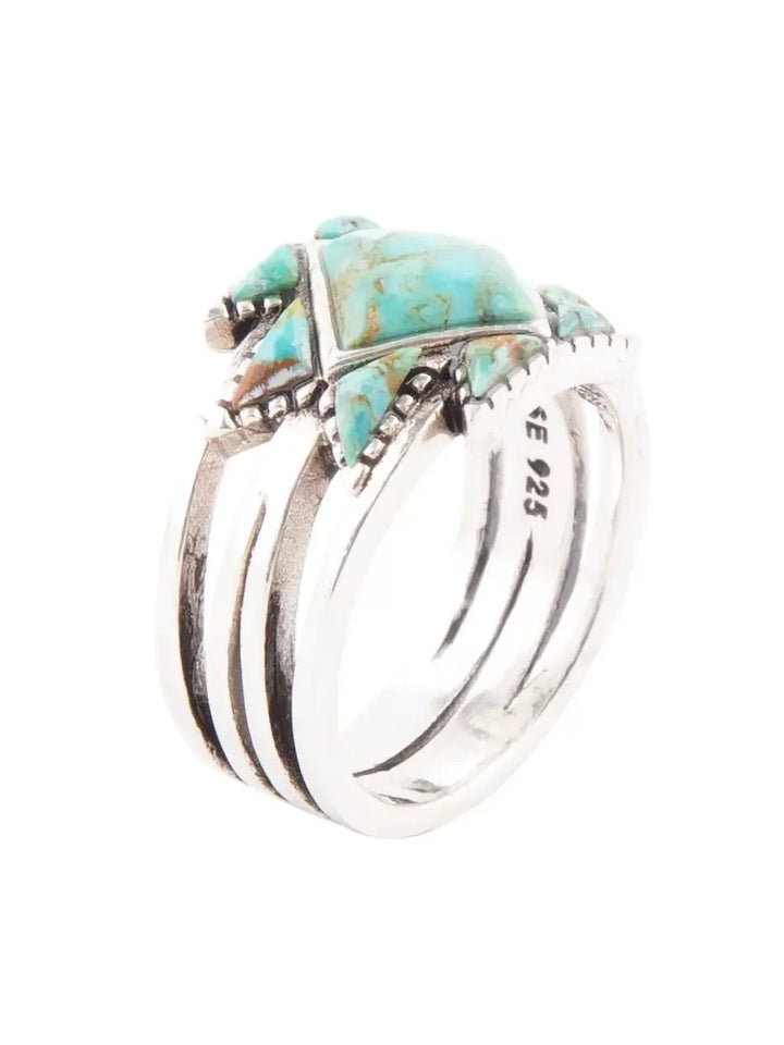Sharp Turquoise and Sterling Silver Ring from Barse