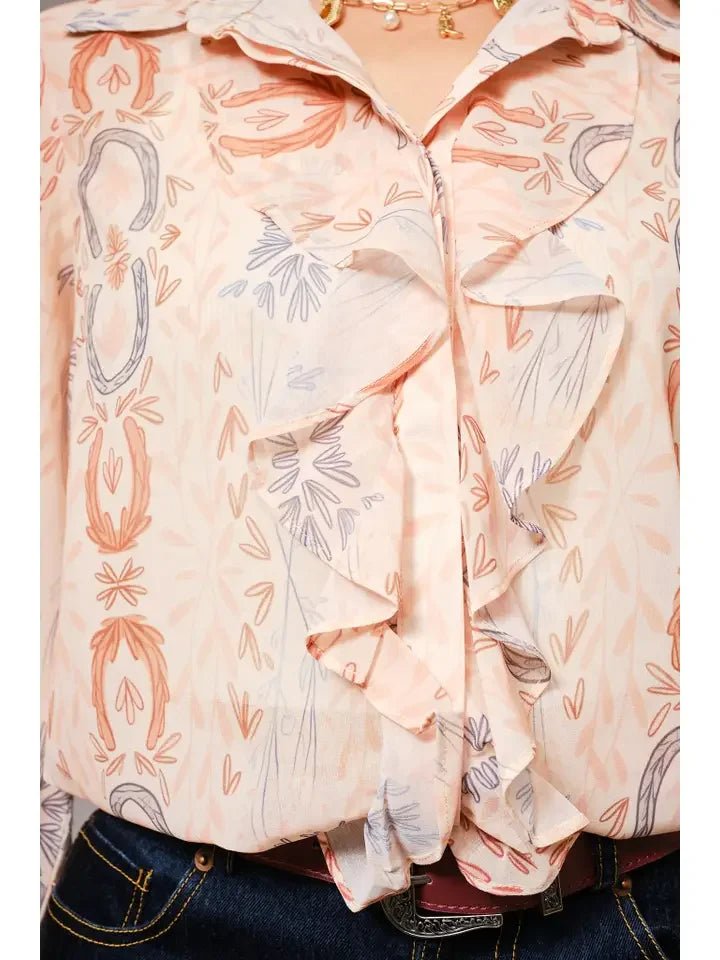 Ruffle Front Western Top - High Call Outfitters
