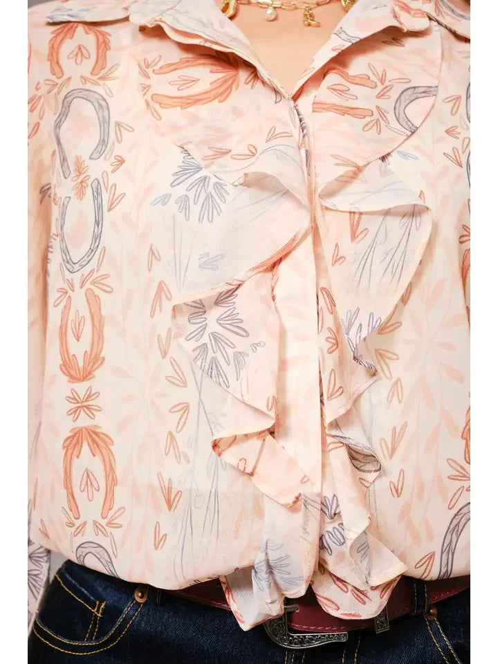 Ruffle Front Western Top