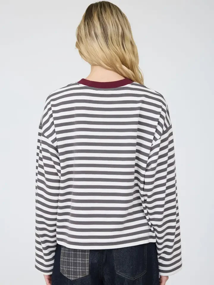 Color Block Stripe Long Sleeve Top