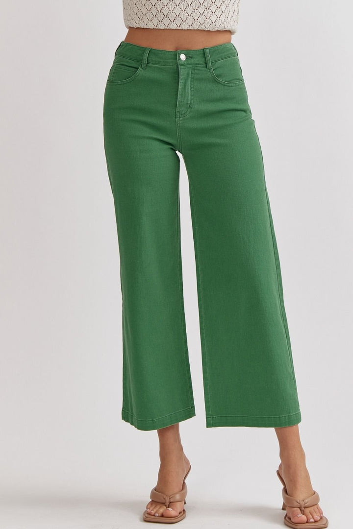 High Waist Wide Leg Ankle Pant
