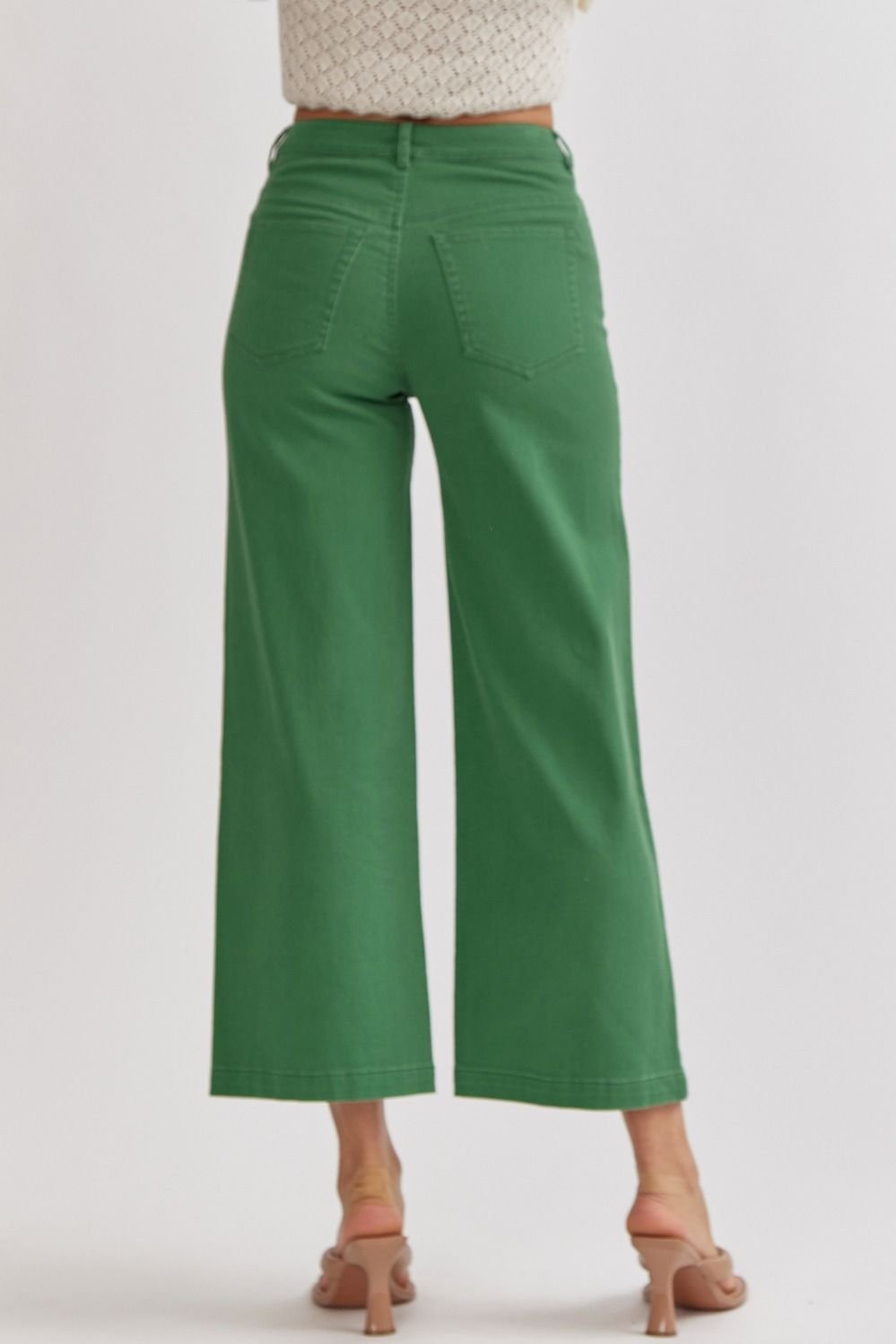 High Waist Wide Leg Ankle Pant