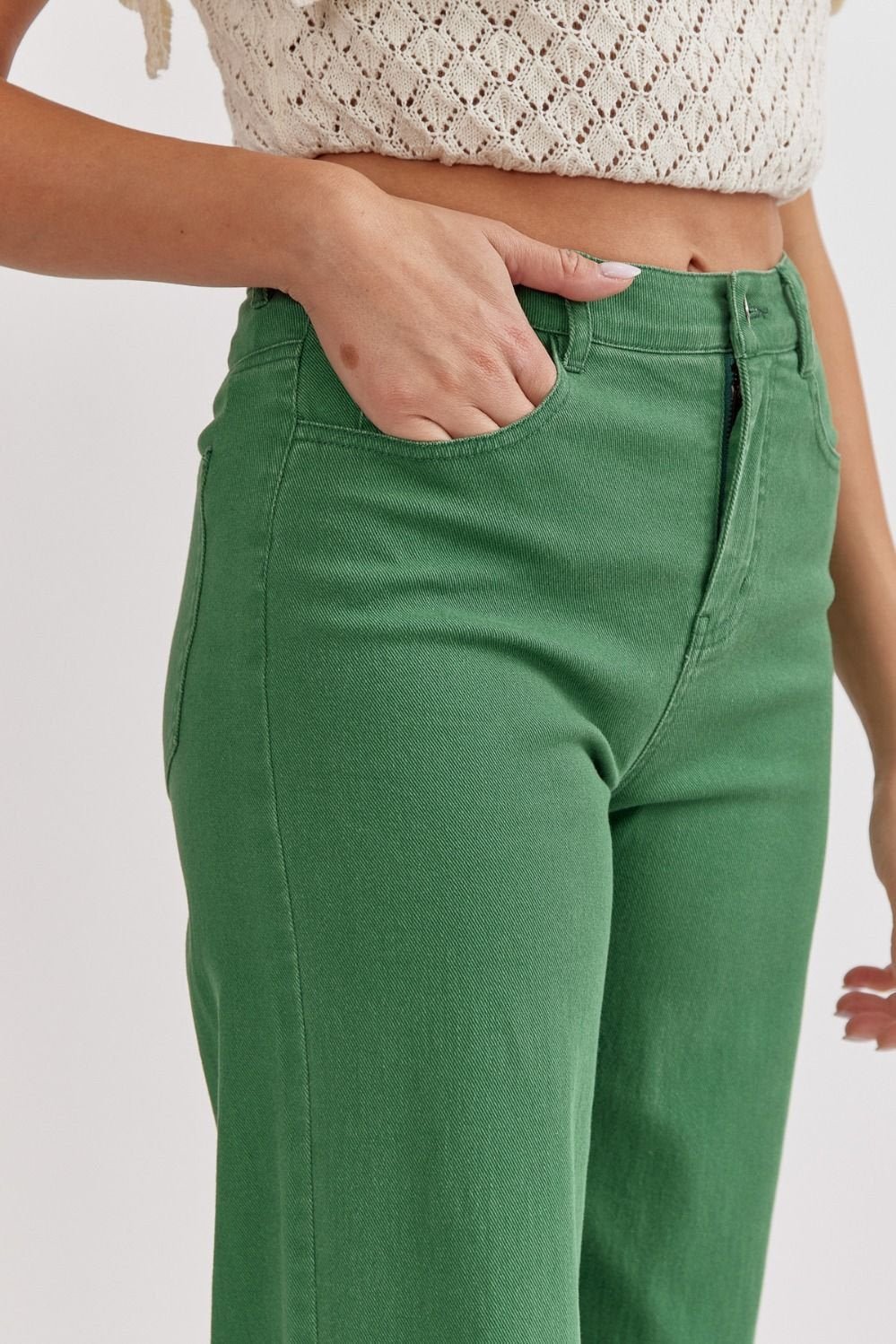 High Waist Wide Leg Ankle Pant - High Call Outfitters