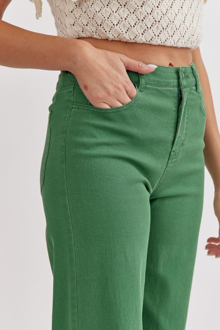 High Waist Wide Leg Ankle Pant