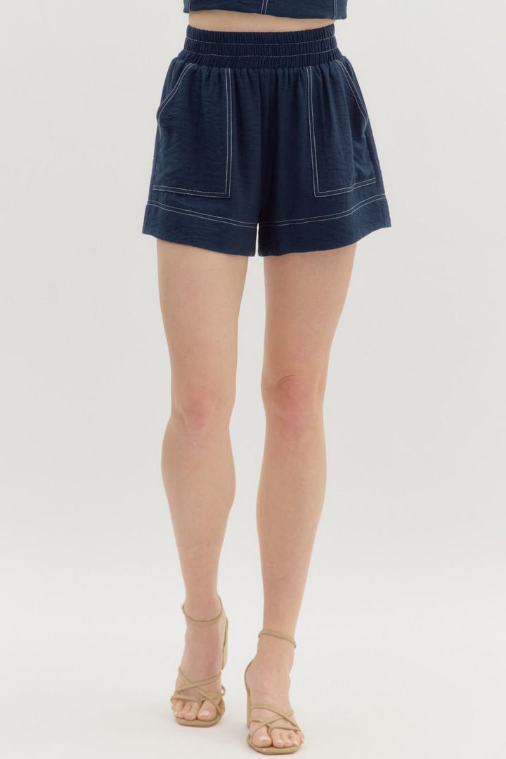 Top Stitch Elastic Waist Short