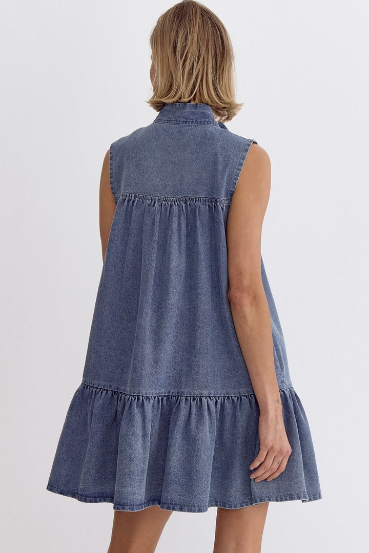 Denim Tie Front Dress