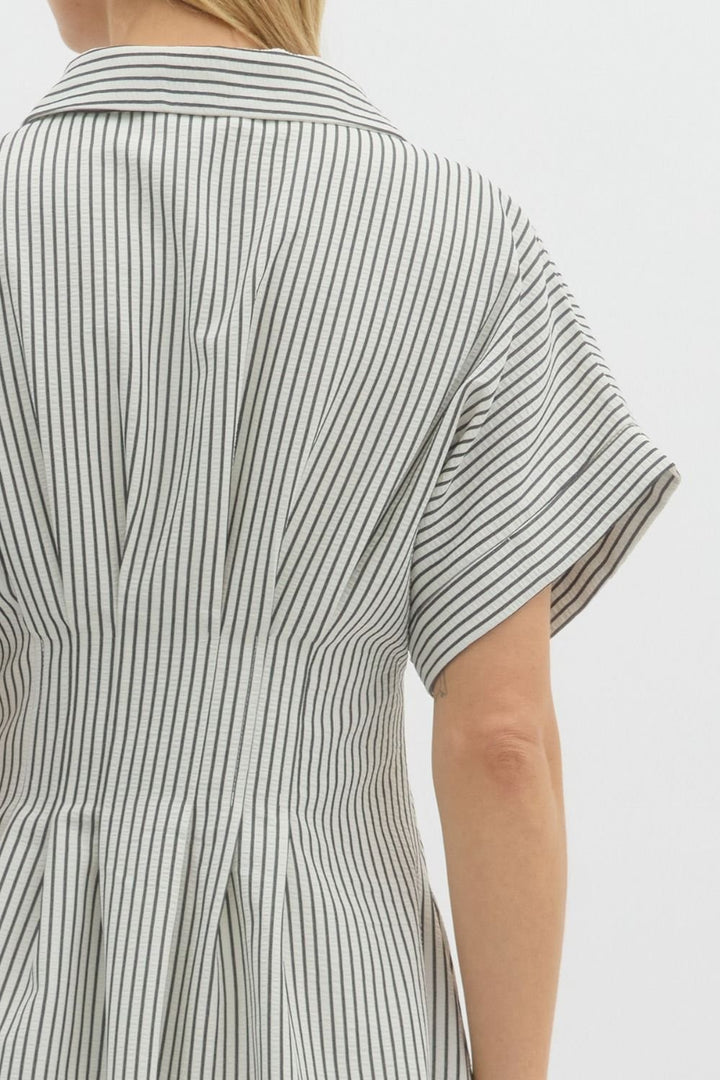 Stripe Midi Pintuck Dress
