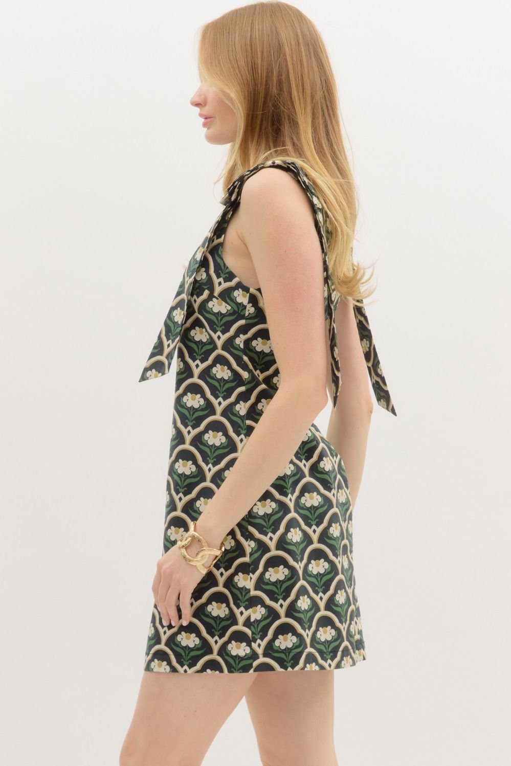 Bow Accent Print Dress - High Call Outfitters