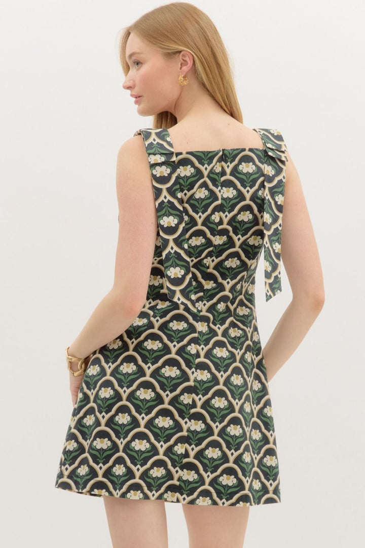 Bow Accent Print Dress