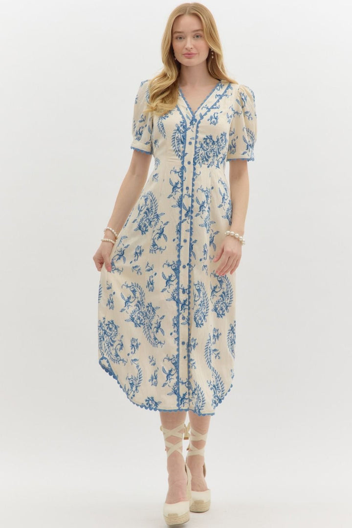 Ric Rak Trimmed Midi Dress