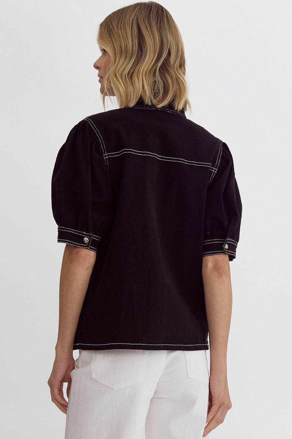 Tie Front Denim Shirt - High Call Outfitters