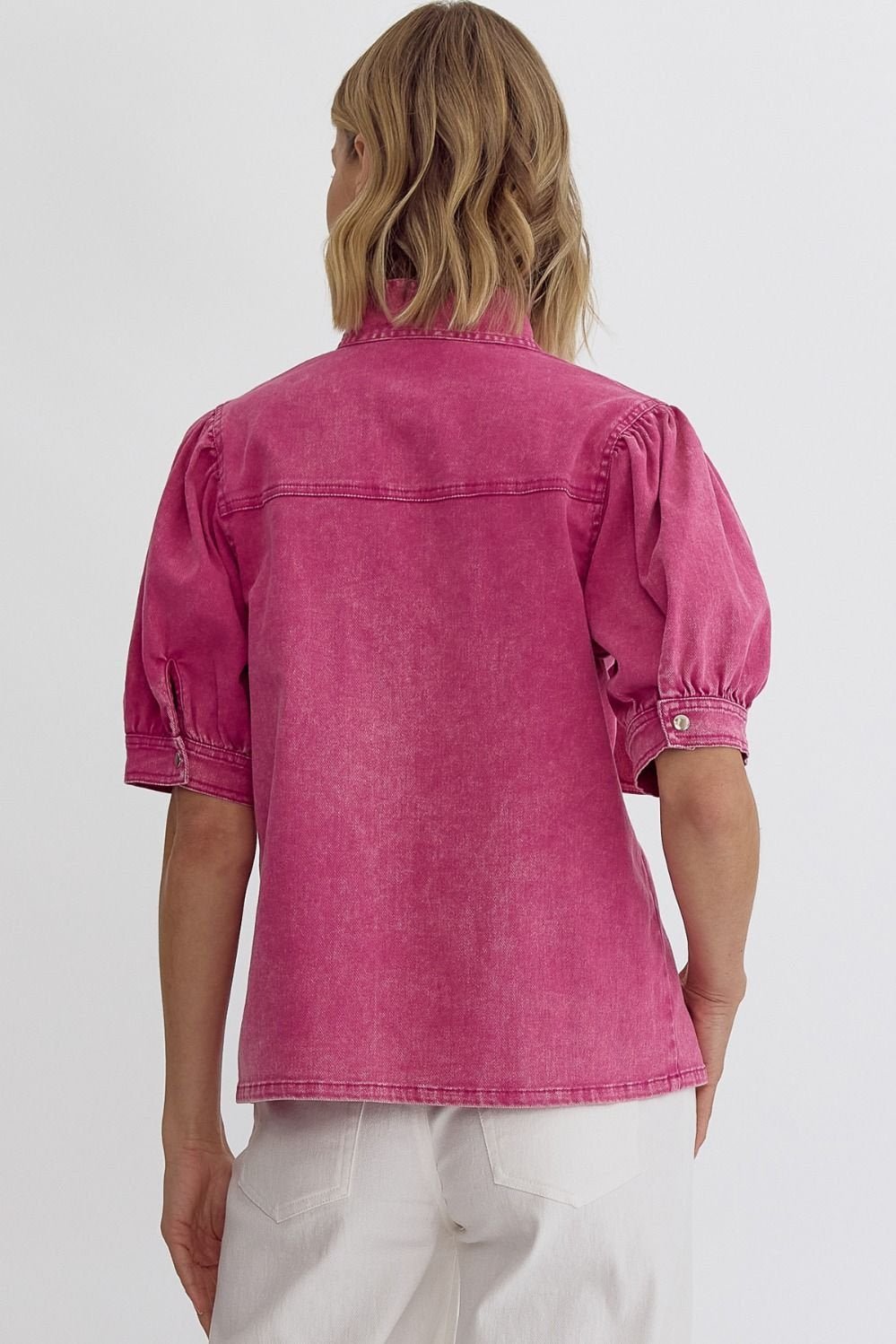 Tie Front Denim Shirt - High Call Outfitters