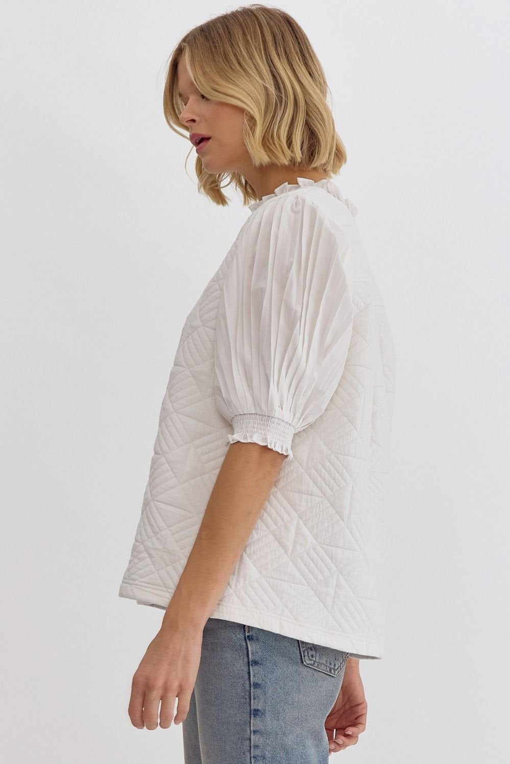 Pleated Sleeve Quilted Top