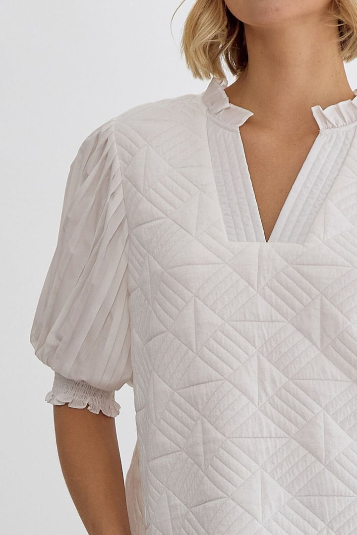 Pleated Sleeve Quilted Top