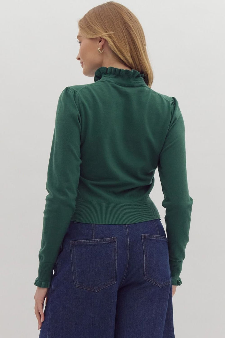 Mock Neck Frill Edge Sweater - High Call Outfitters