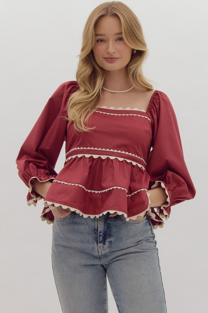 Ric Rac Trim Top - High Call Outfitters