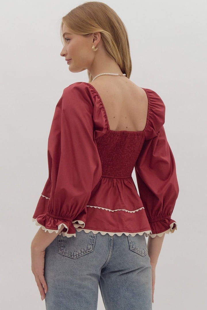 Ric Rac Trim Top - High Call Outfitters