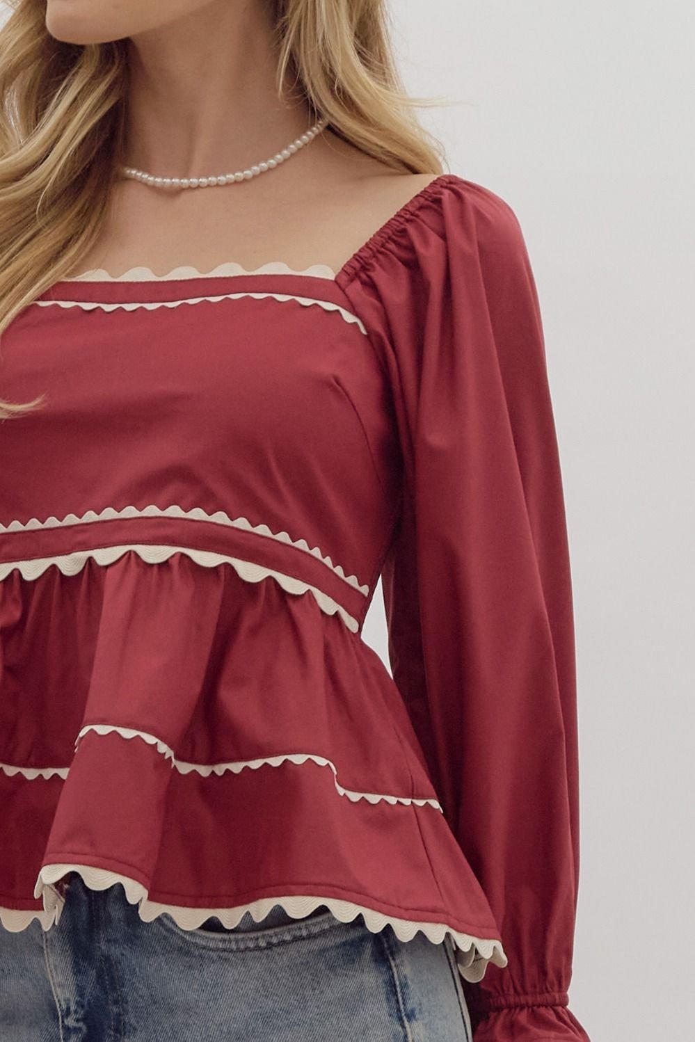 Ric Rac Trim Top - High Call Outfitters