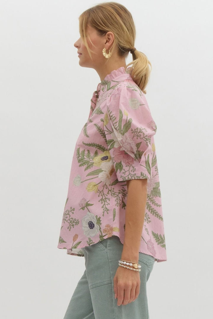 Botanical Floral Print Top