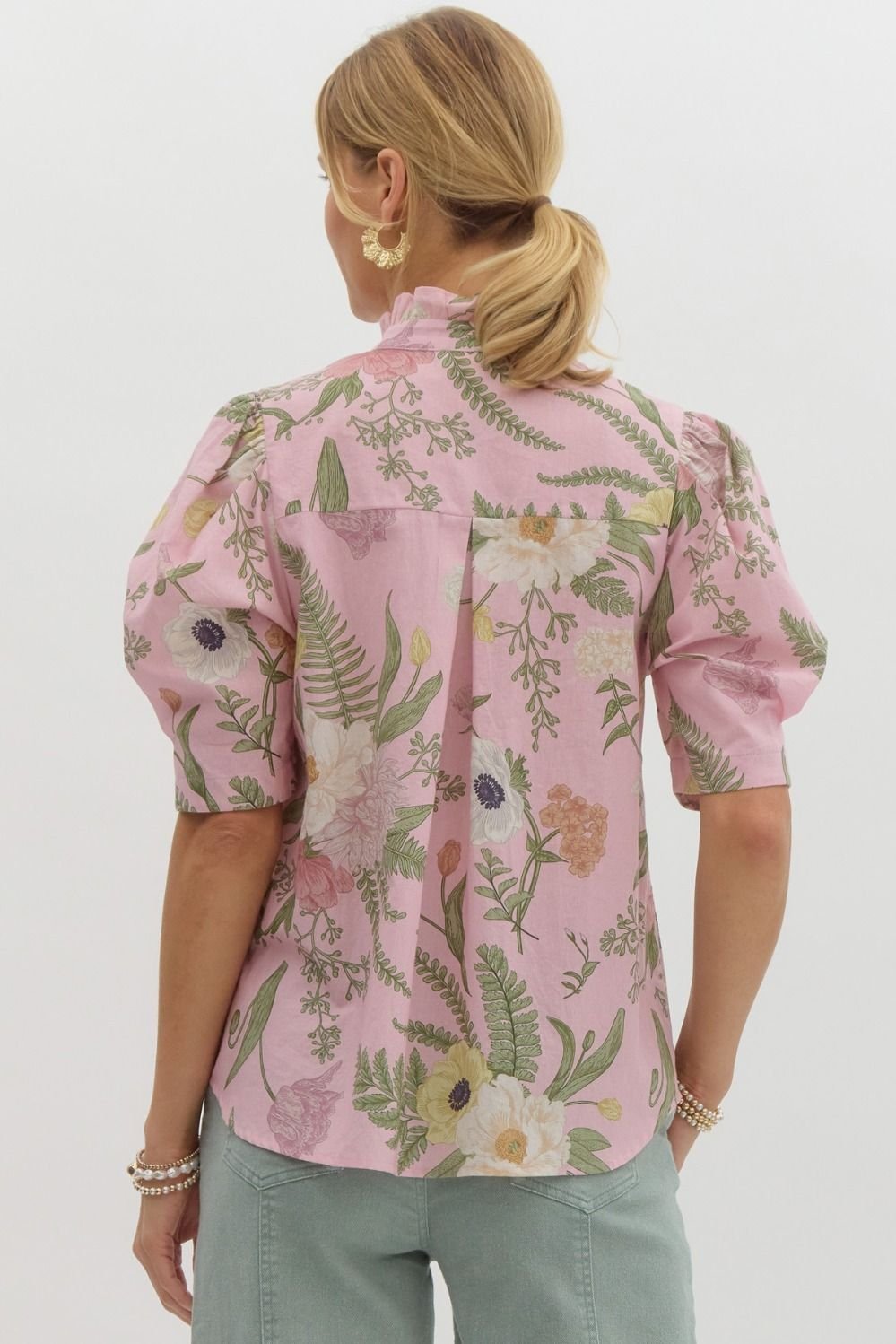 Botanical Floral Print Top - High Call Outfitters