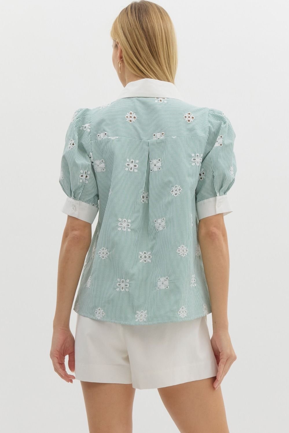 Pinstripe Contrast Trim Top