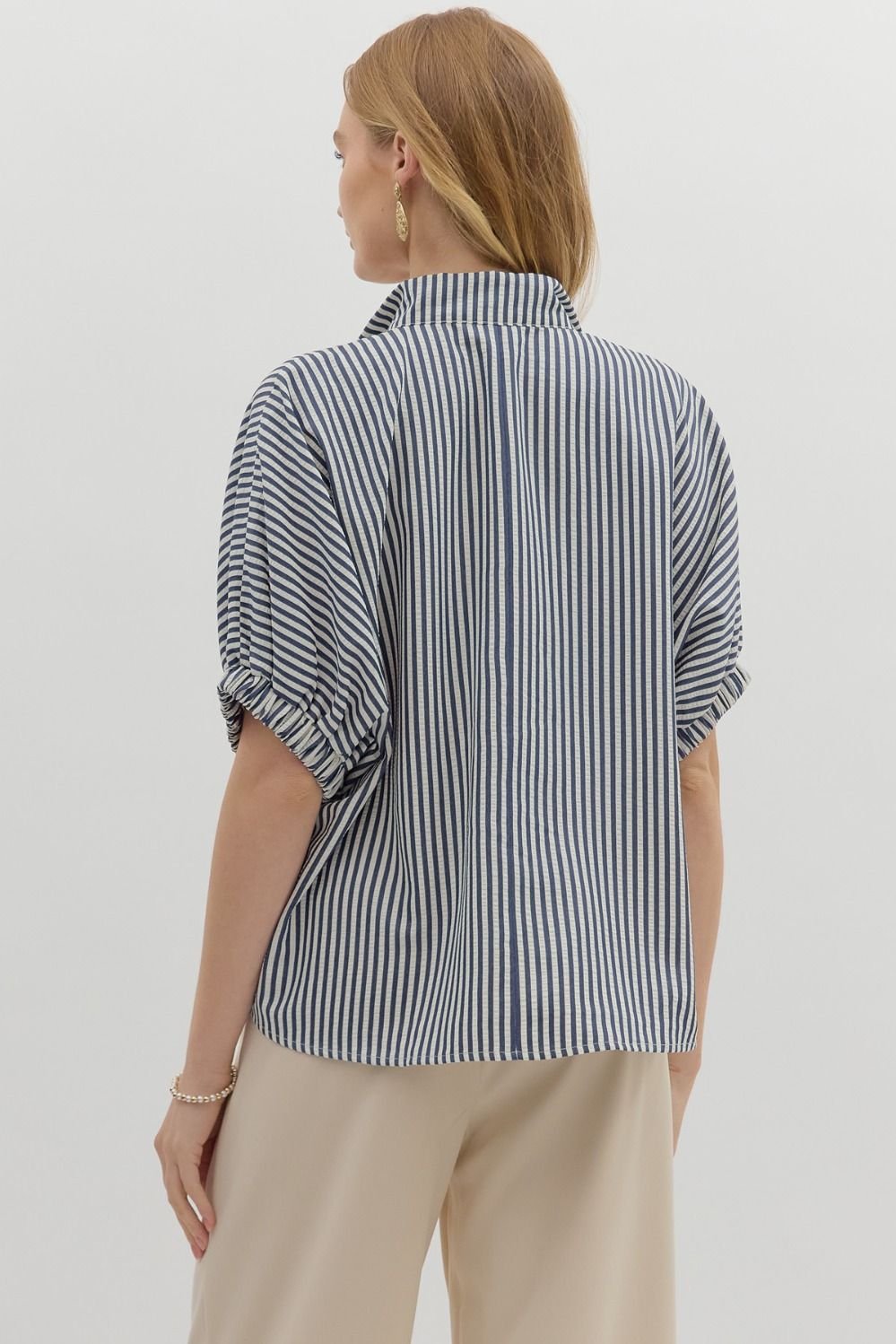 Stripe Top with Contrast Trim