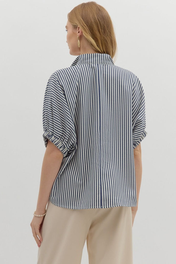 Stripe Top with Contrast Trim
