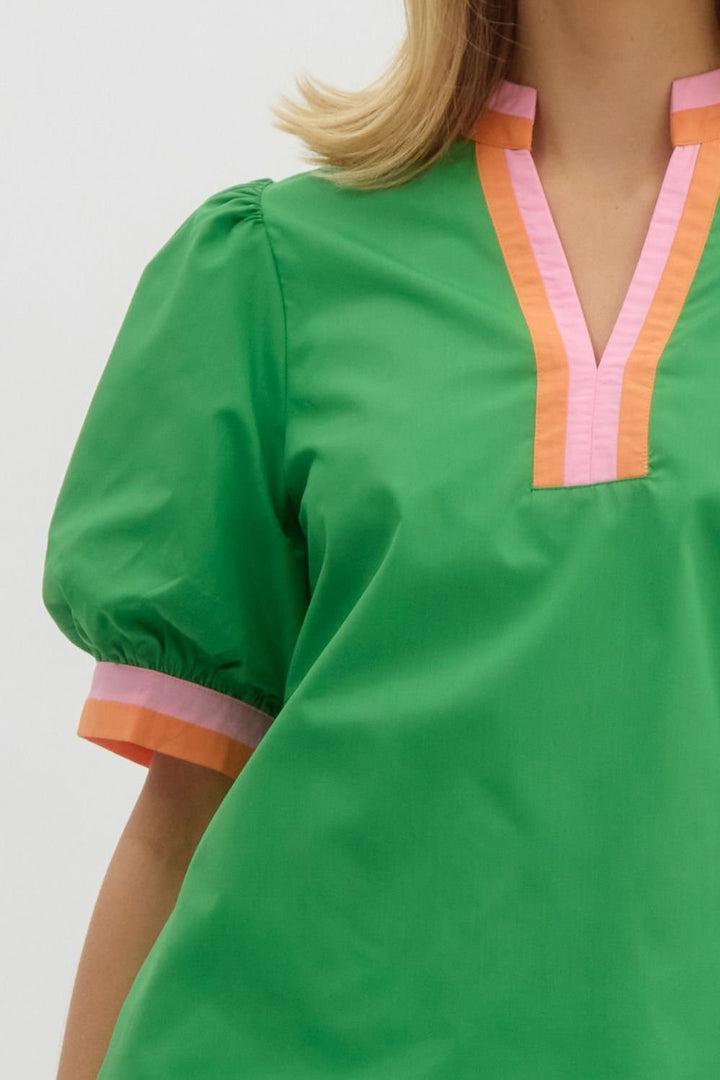 Contrast Band Solid Shirt