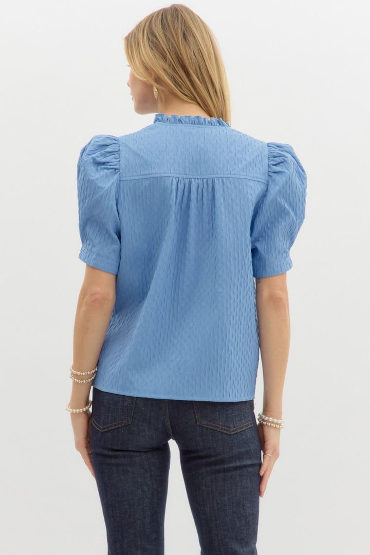 Textured Pleated Sleeve Top