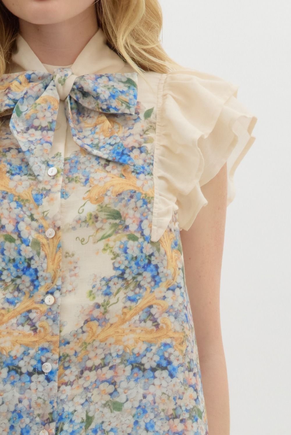 Floral Tie Front Top - High Call Outfitters