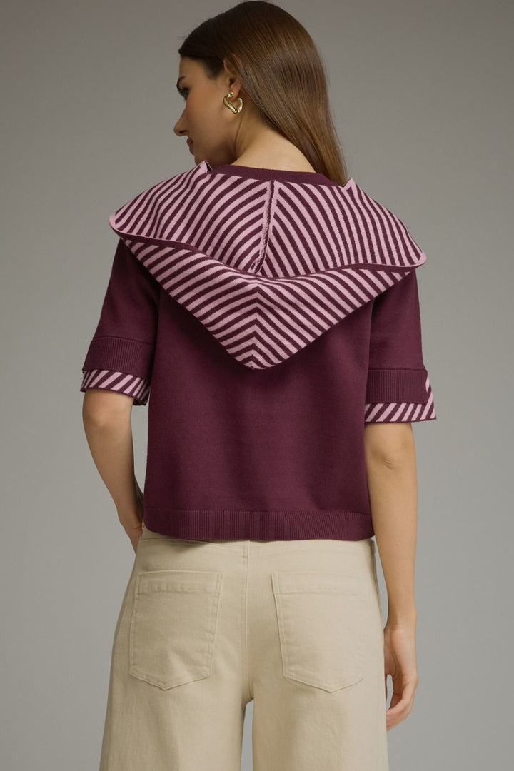 Stripe Contrast Sweater Knit Top