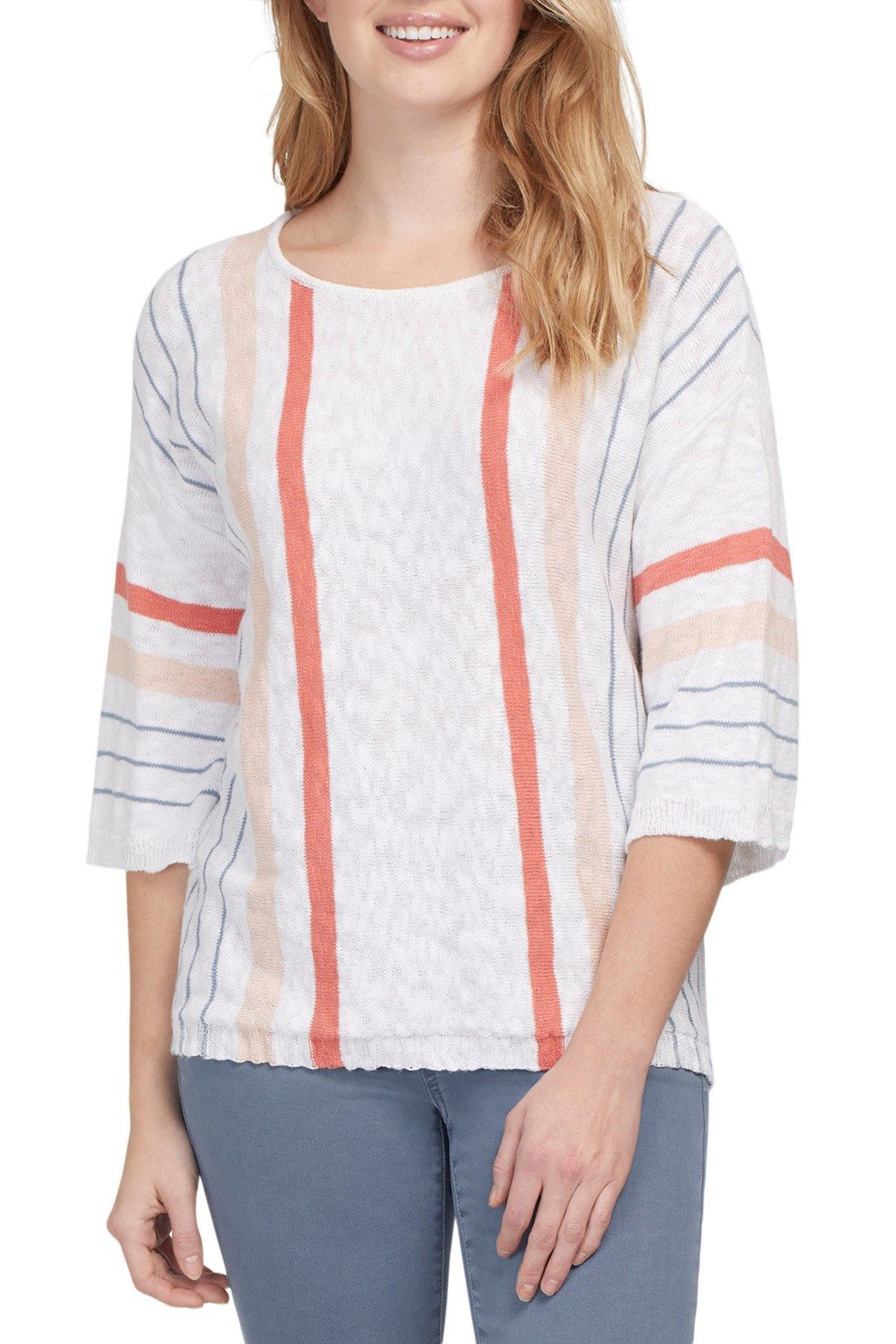 3/4 Sleeve Lightweight Striped Sweater from Tribal