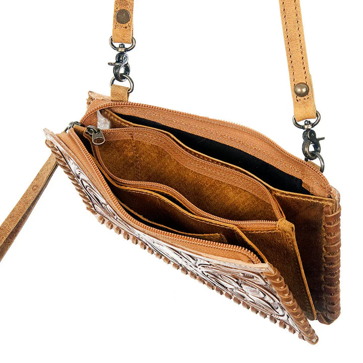 Crossbody Wallet Floral Tooled and Whip Stitch from American Darling