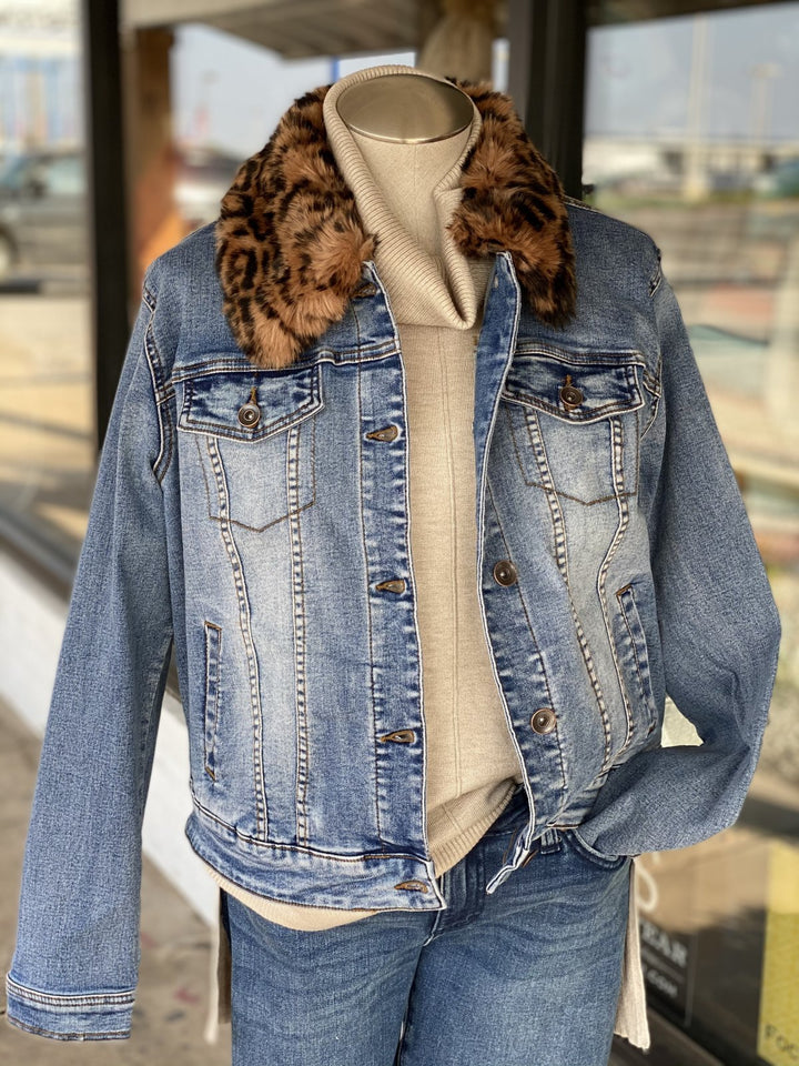 Jean Jacket with Removable Fur Collar from Tribal