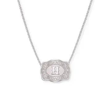 SpurWest Mini Belt Buckle Necklace (Initial) - Silver