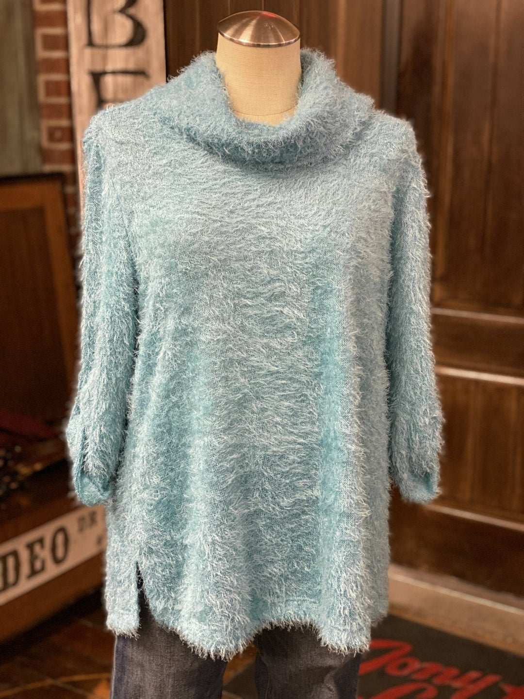 3/4 Roll Tab Cowl Neck Sweater from Multiples - High Call Outfitters