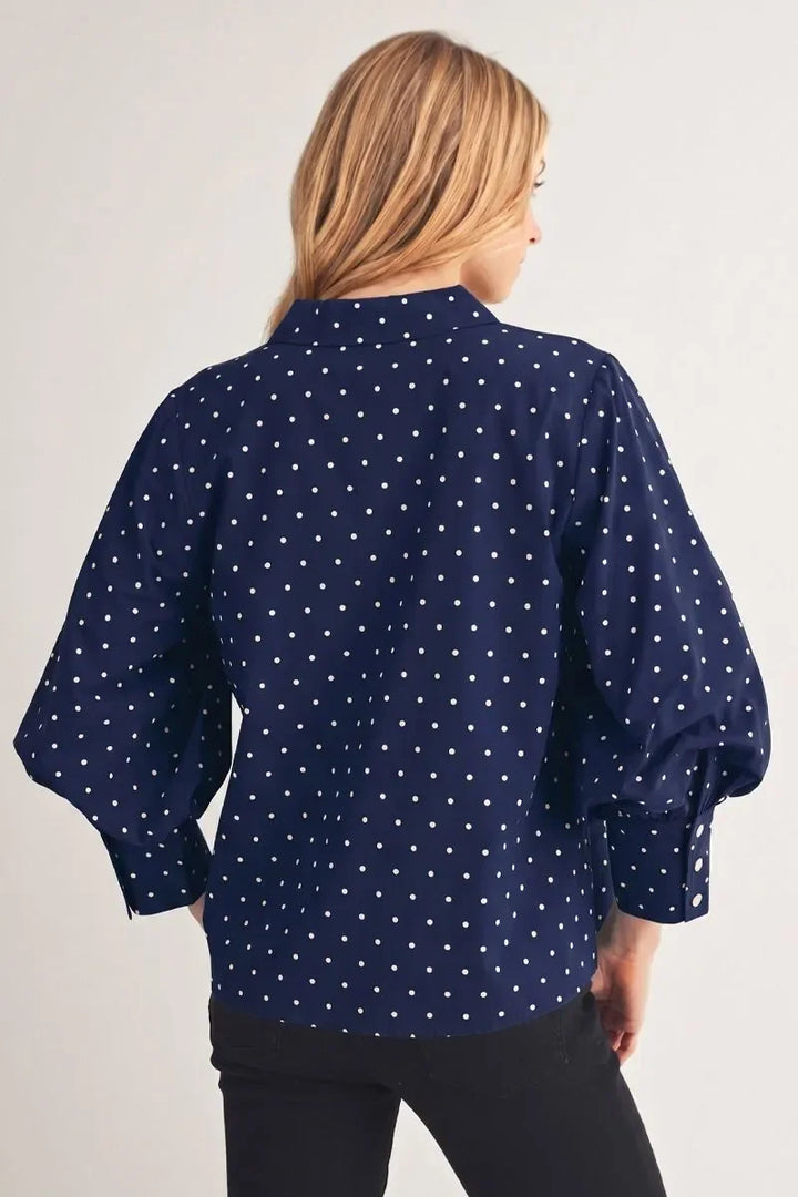 Polka Dot Balloon Sleeve Top