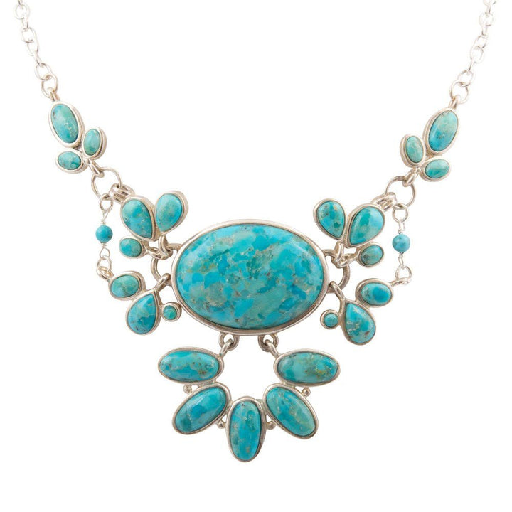Genuine Blue Turquoise Silver Statement Necklace from Barse