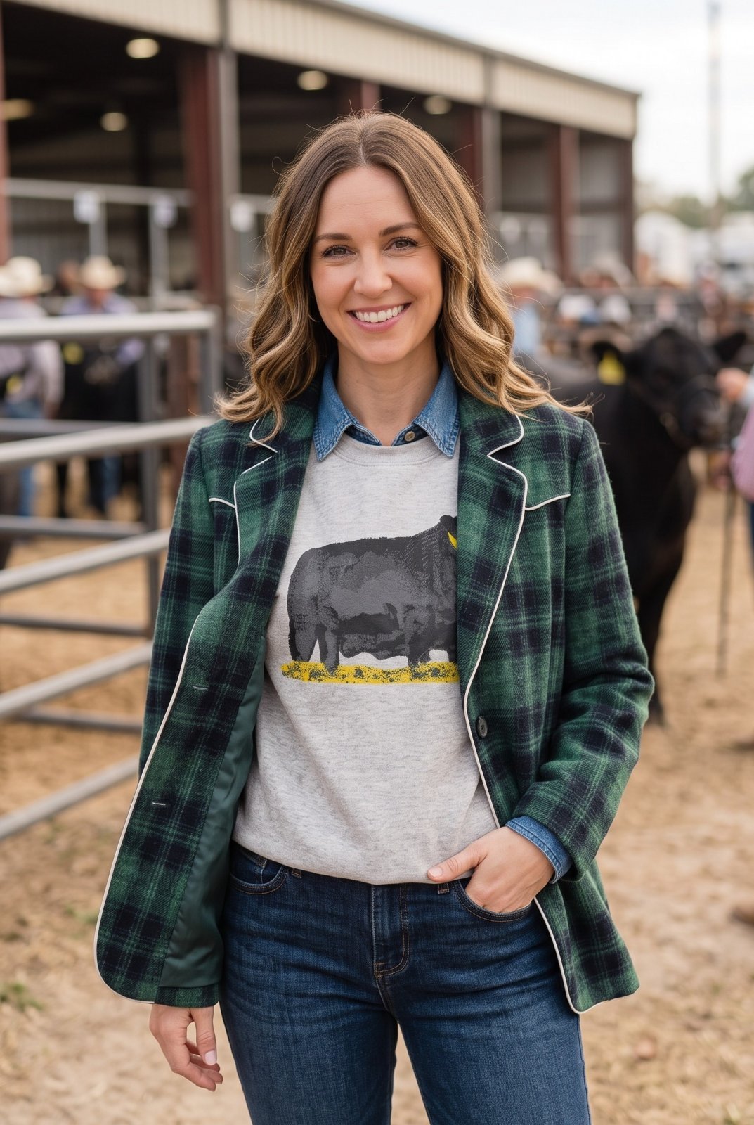 Plaid Yoke Trimmed Blazer - High Call Outfitters