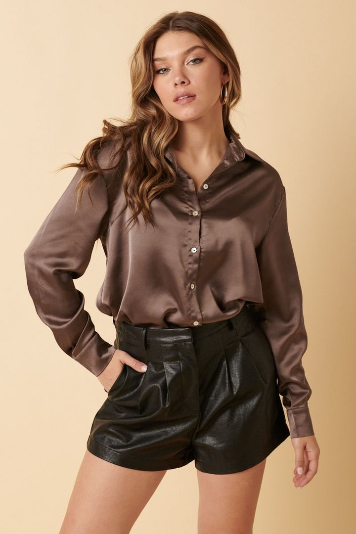 Satin Long Sleeve Blouse