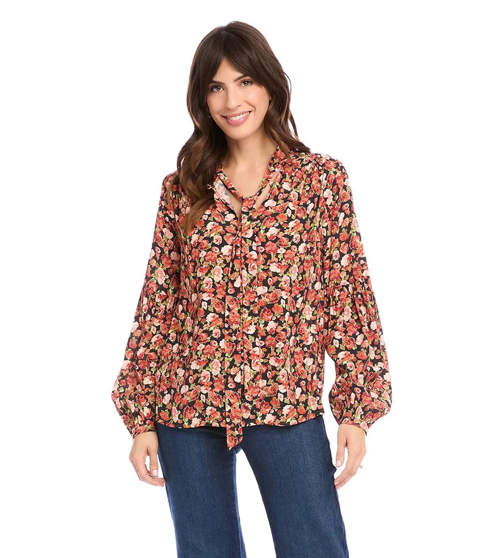 Blouson Sleeve Tie Top from Karen - High Call Outfitters