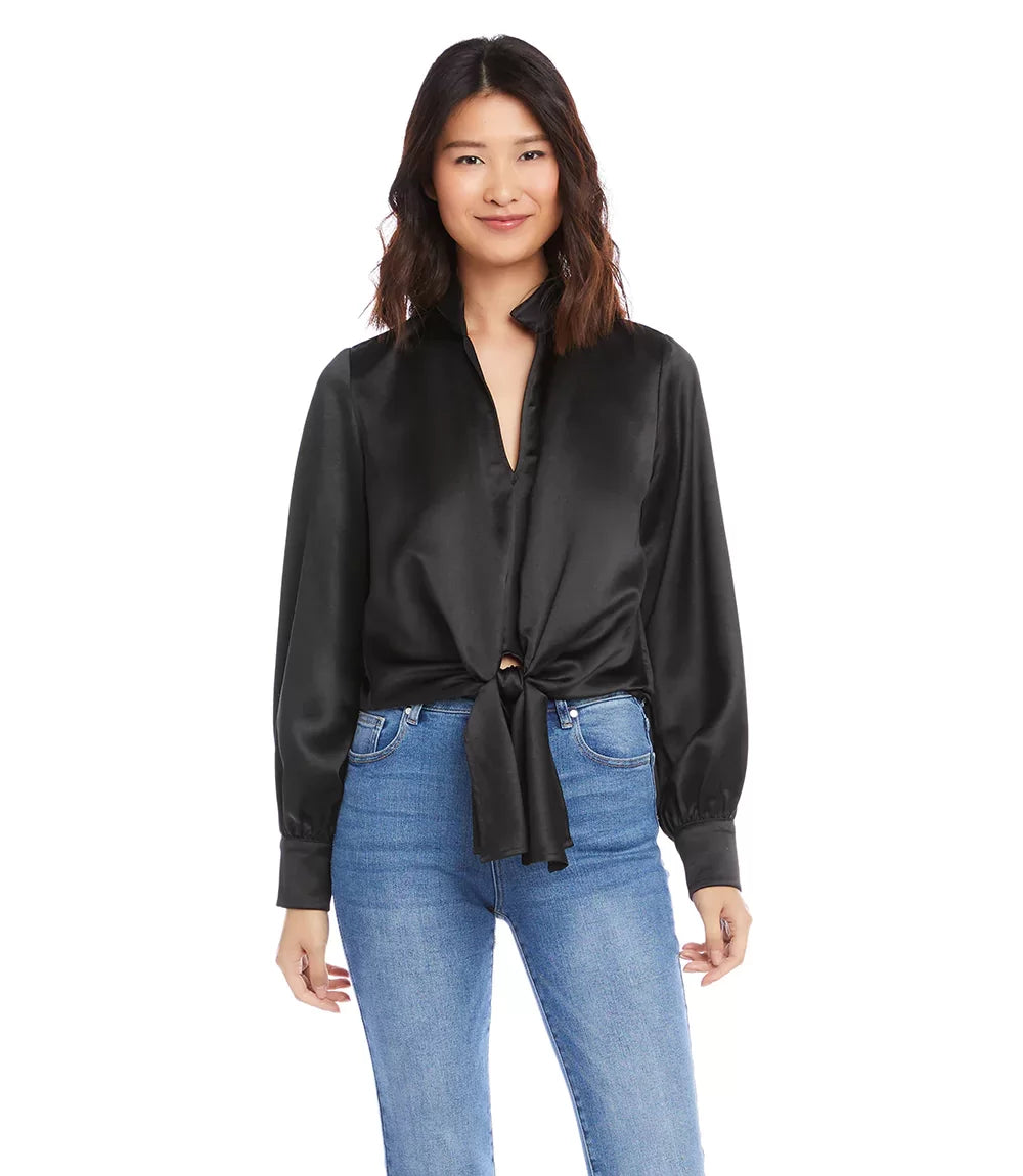 Satin Tie Front Top from Karen Kane
